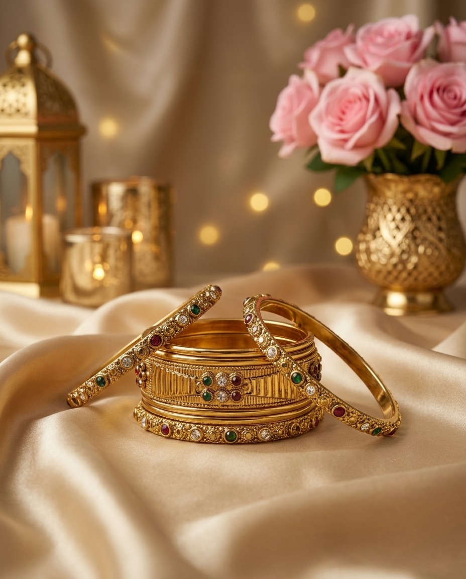 Kundan Multicolor Stone Bangle Set